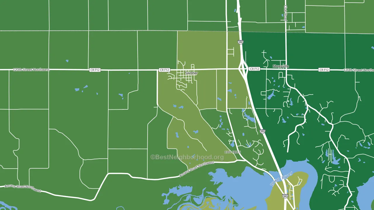 Swisher, IA block-group voter-turnout map