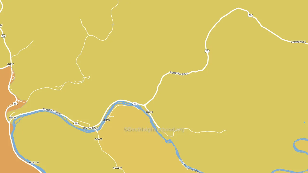 Swiss, WV block-group voter-turnout map