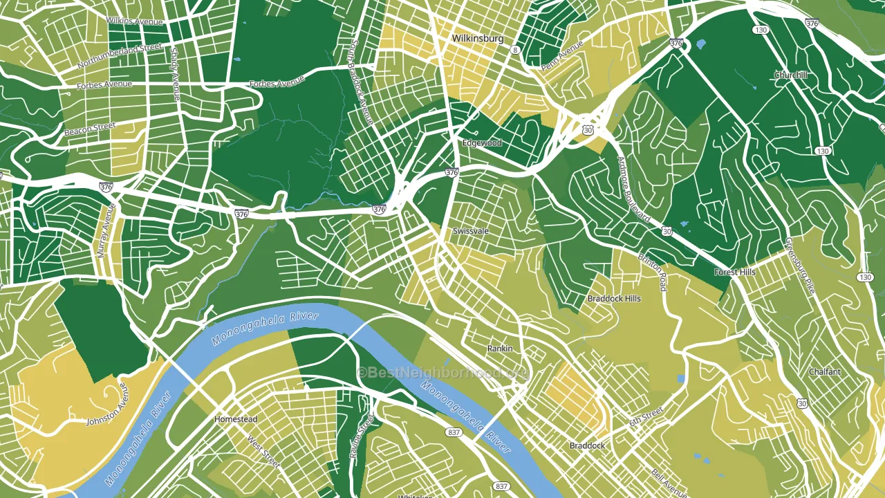 Swissvale, PA block-group voter-turnout map