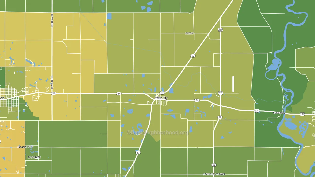 Switz City, IN block-group voter-turnout map