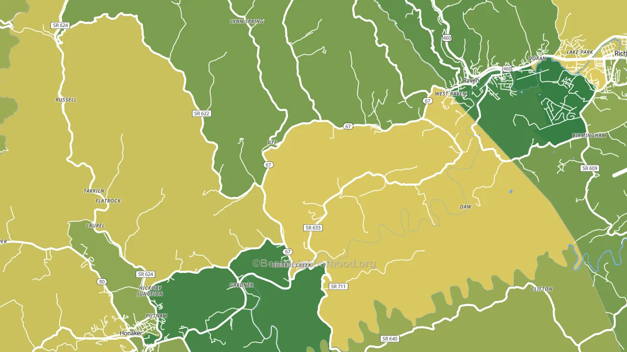 Swords Creek, VA block-group voter-turnout map