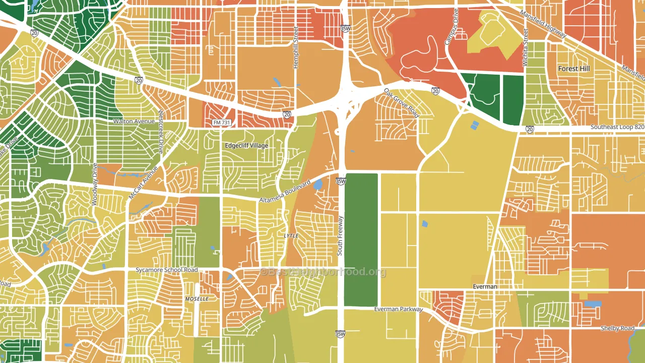 Sycamore, Fort Worth, TX block-group voter-turnout map