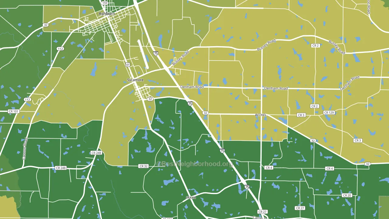 Sycamore, GA block-group voter-turnout map
