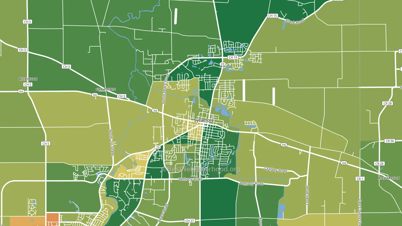 Sycamore, IL block-group voter-turnout map