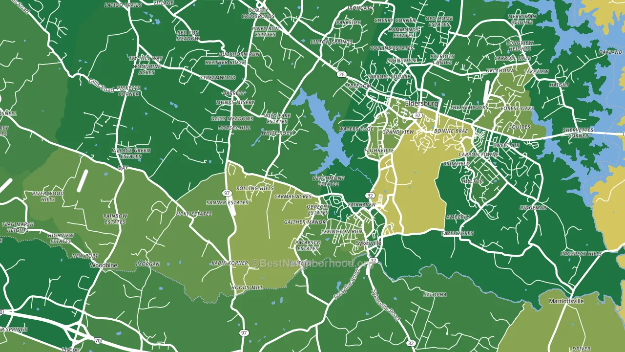 Sykesville, MD block-group voter-turnout map