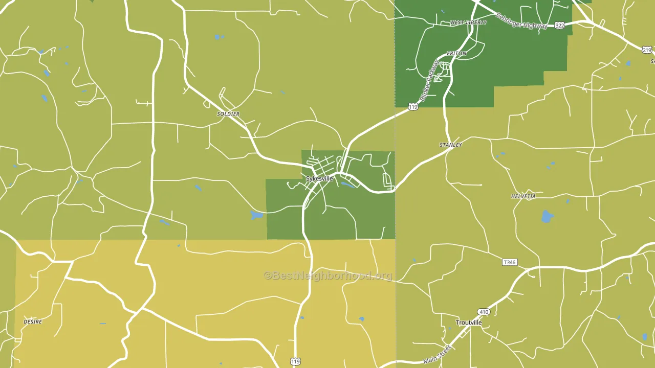 Sykesville, PA block-group voter-turnout map