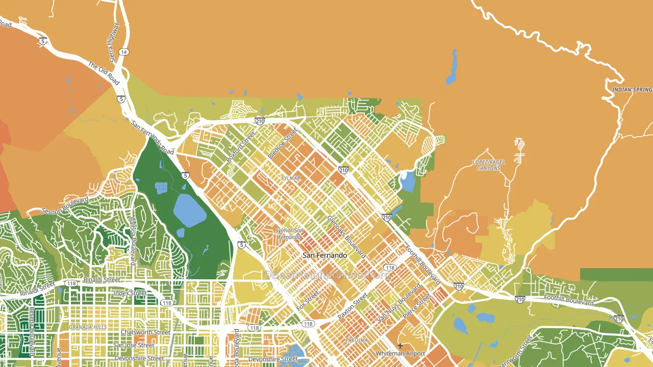 Sylmar, CA block-group voter-turnout map