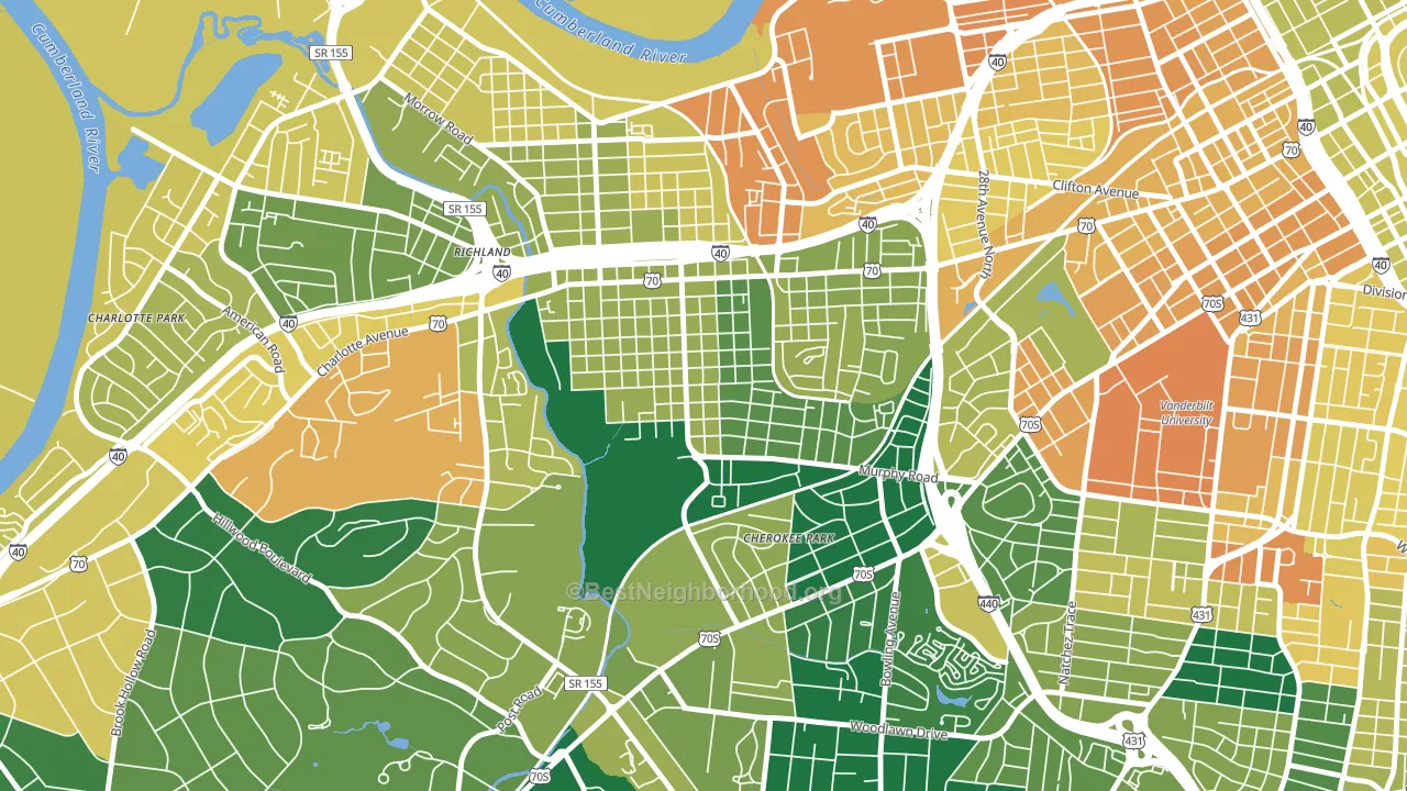 Sylvan Park, Nashville, TN block-group voter-turnout map