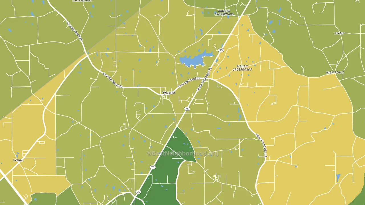 Sylvania, AL block-group voter-turnout map