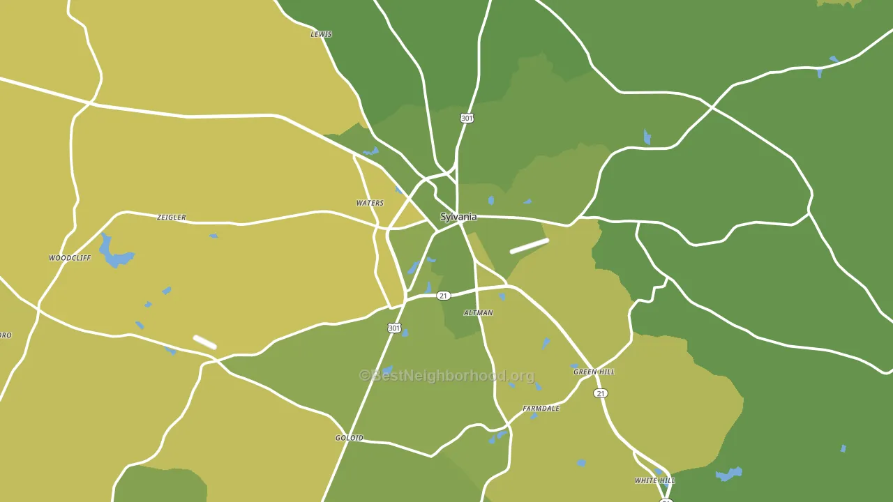 Sylvania, GA block-group voter-turnout map