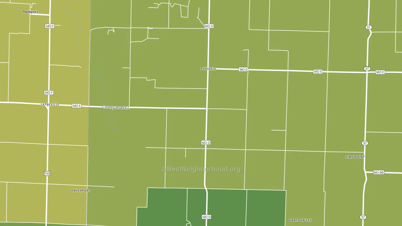 Sylvania, MO block-group voter-turnout map