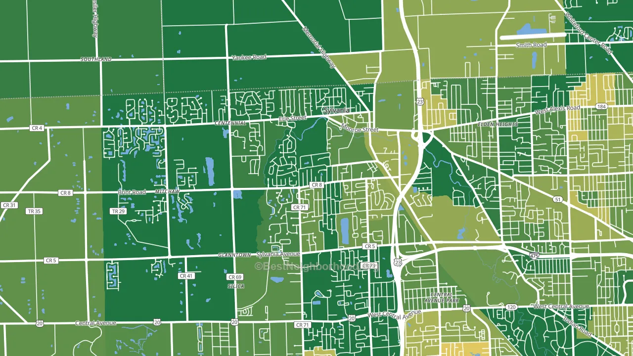 Sylvania, OH block-group voter-turnout map