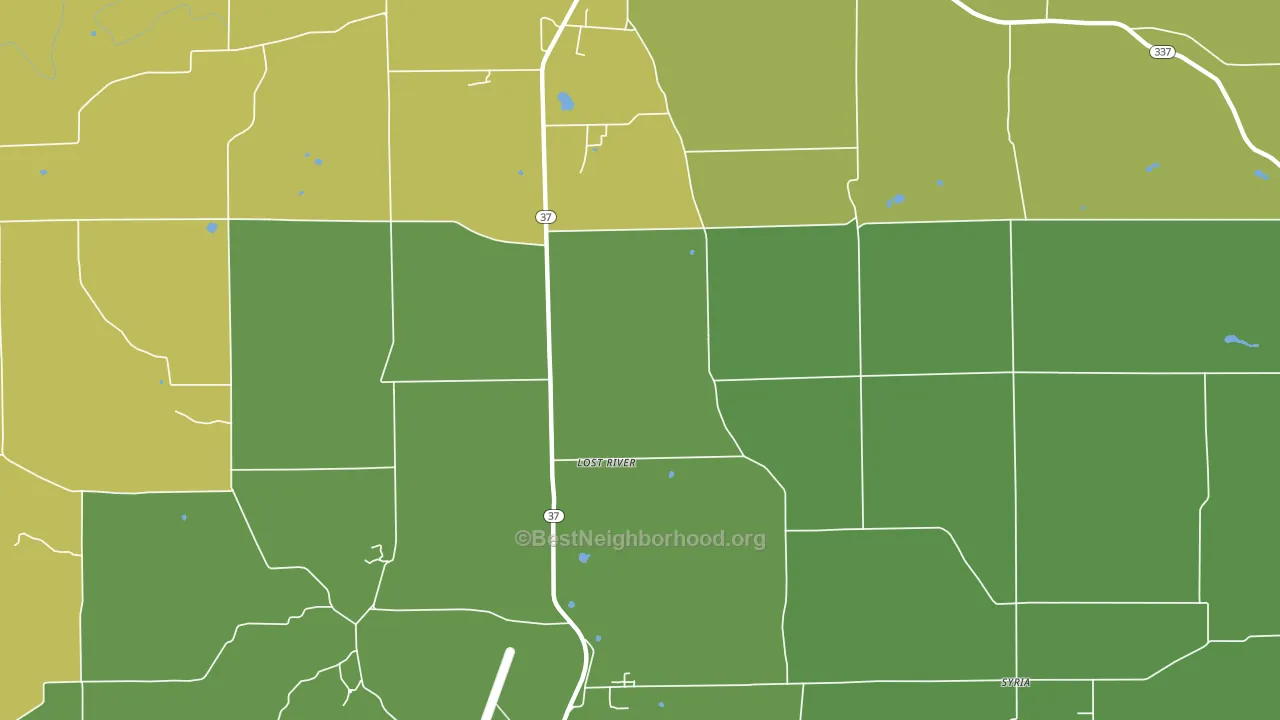 Syria, IN block-group voter-turnout map
