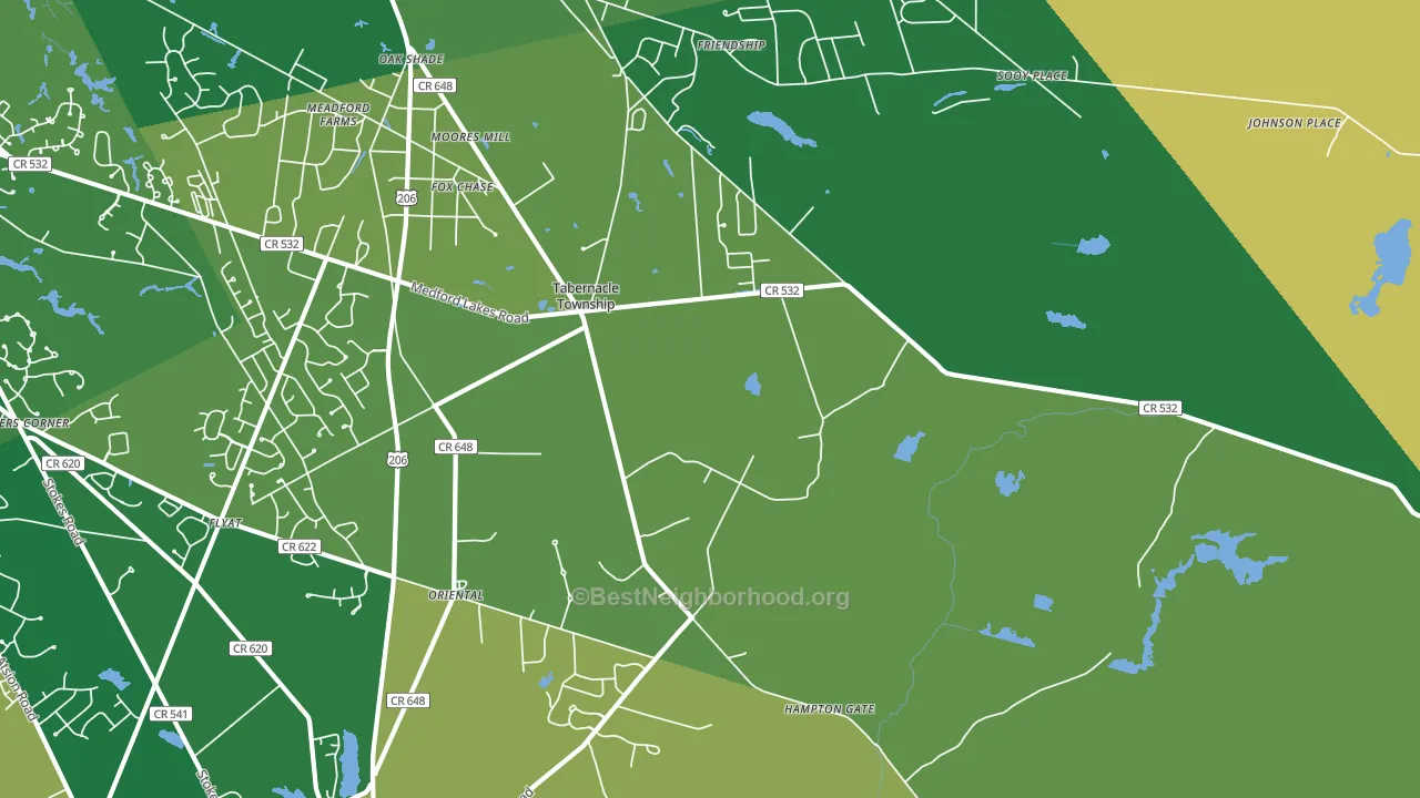 Tabernacle, NJ block-group voter-turnout map