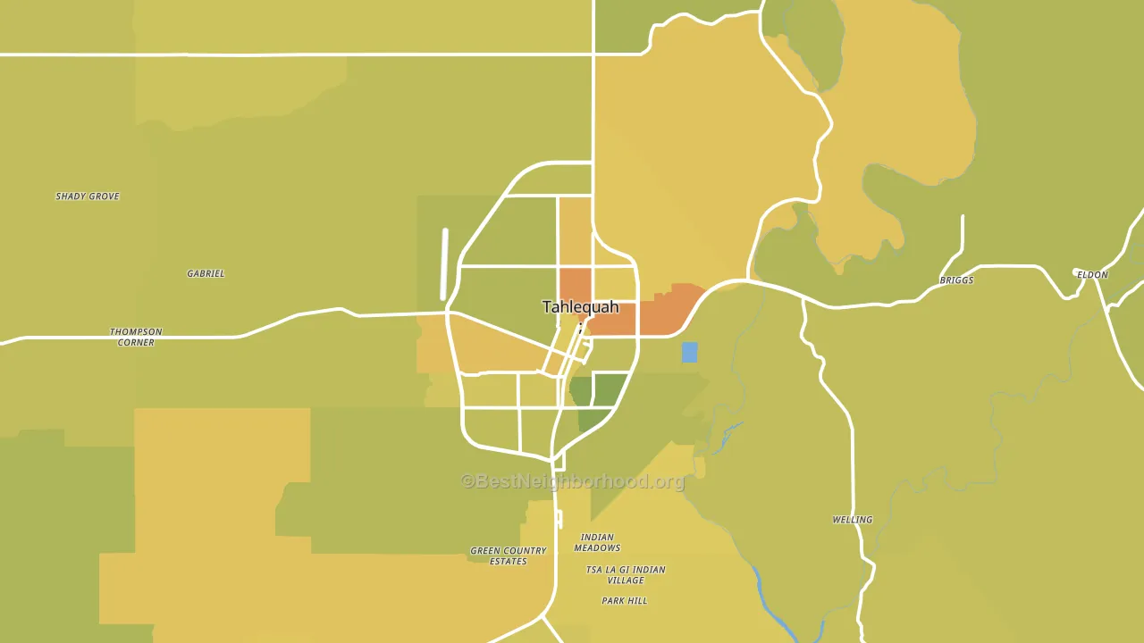 Tahlequah, OK block-group voter-turnout map