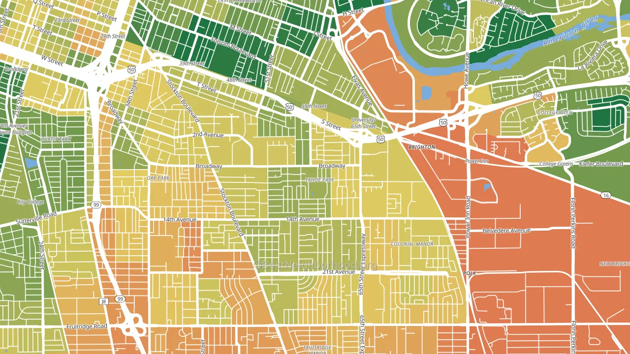 Tahoe Park, Sacramento, CA block-group voter-turnout map