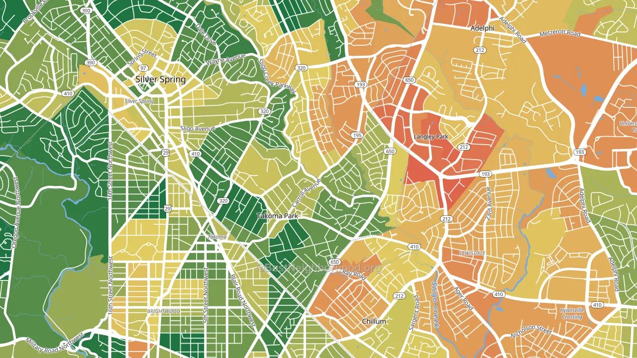 Takoma Park, MD block-group voter-turnout map