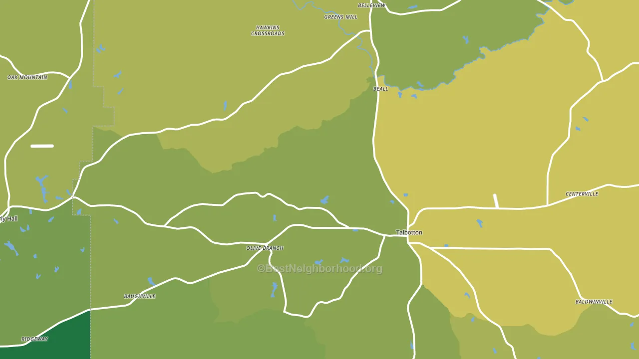 Talbot County, GA block-group voter-turnout map
