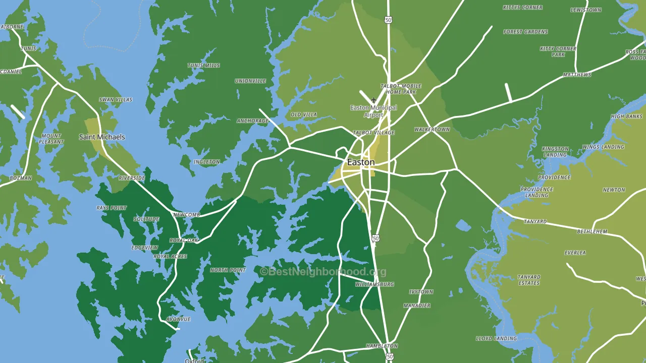 Talbot County, MD block-group voter-turnout map