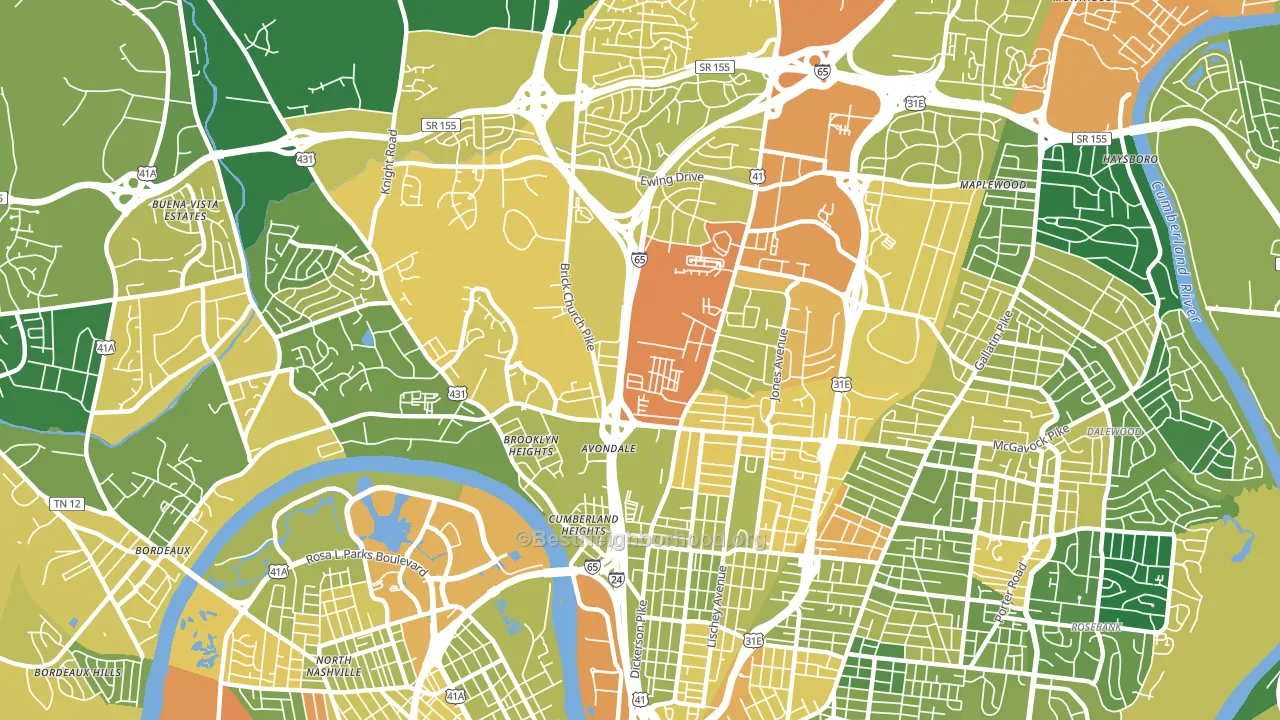 Talbot's Corner, Nashville, TN block-group voter-turnout map