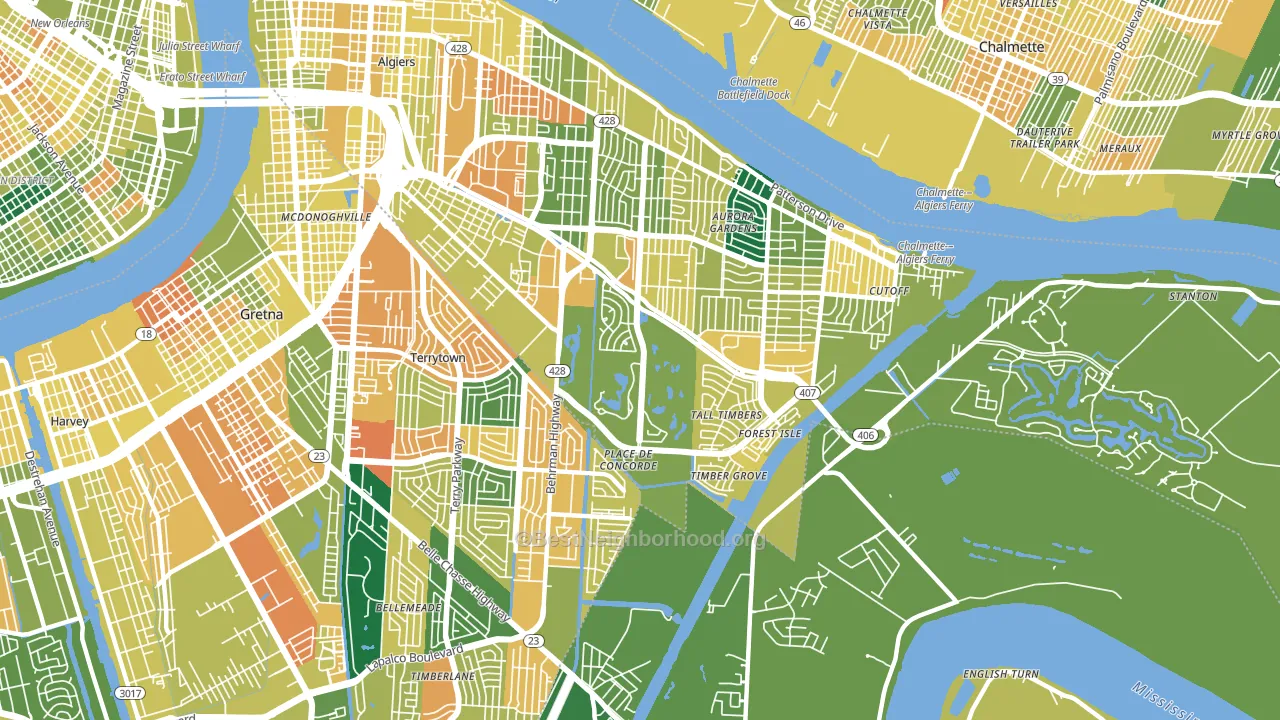 Tall Timbers, New Orleans, LA block-group voter-turnout map