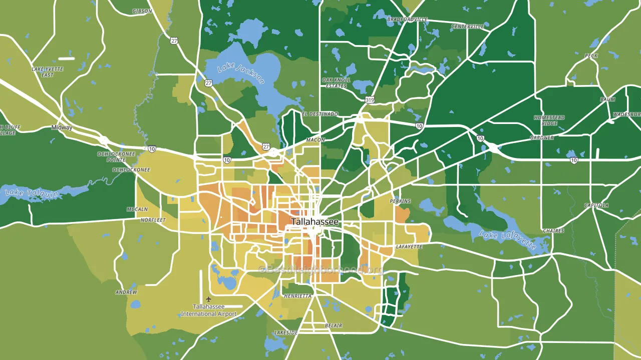 Tallahassee, FL block-group voter-turnout map