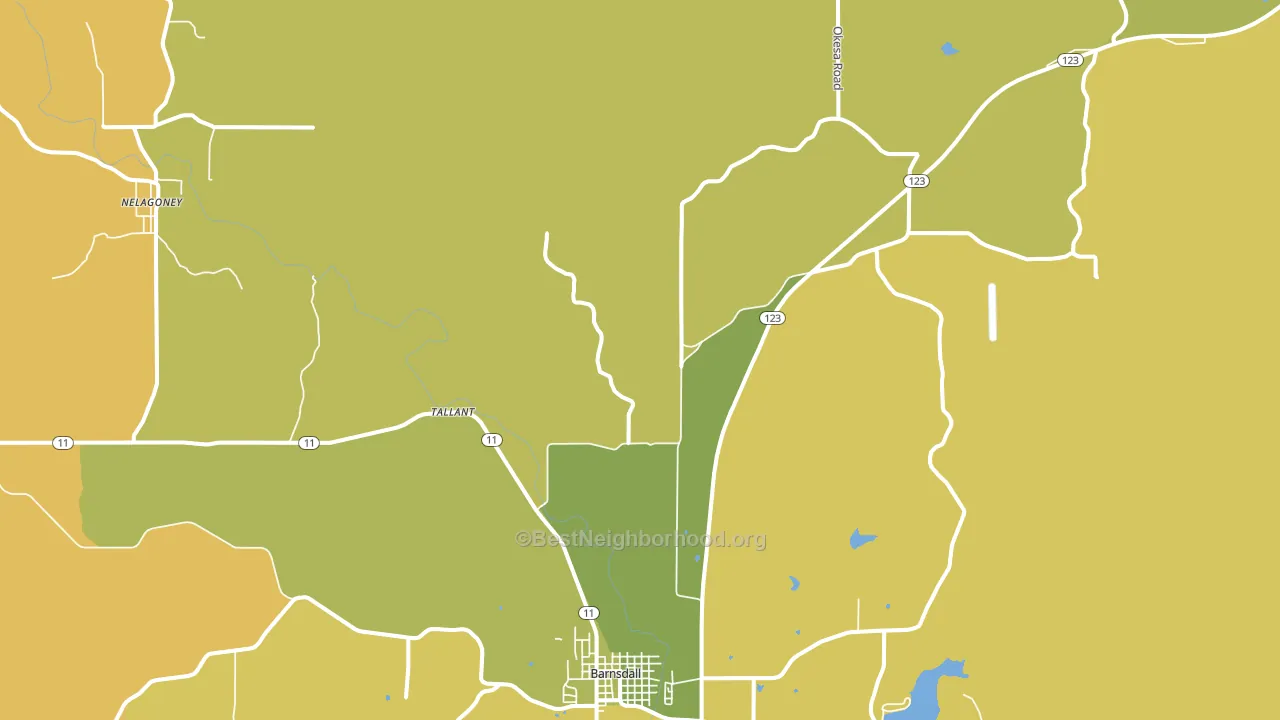 Tallant, OK block-group voter-turnout map