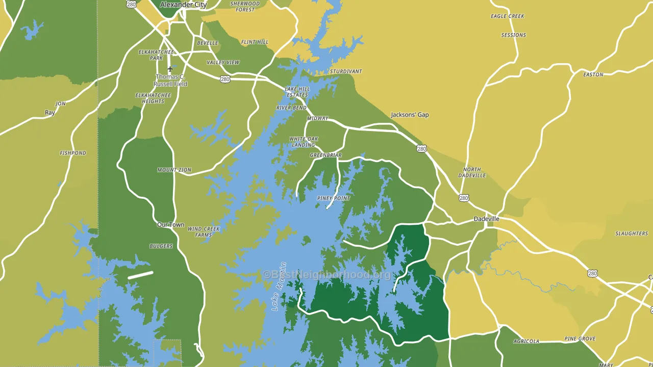 Tallapoosa County, AL block-group voter-turnout map