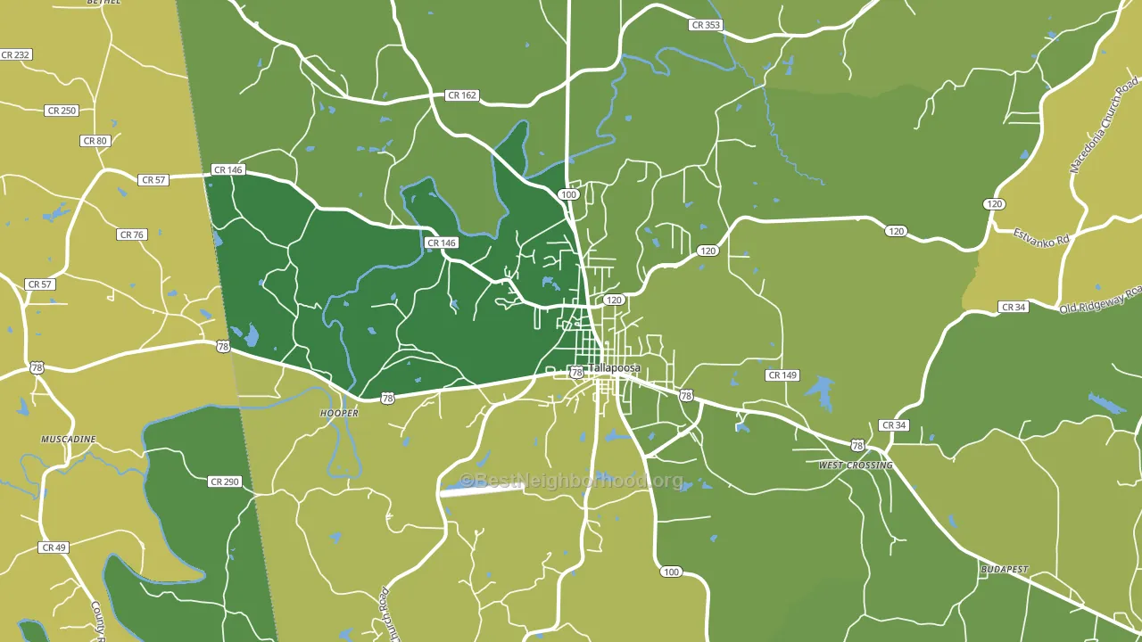 Tallapoosa, GA block-group voter-turnout map