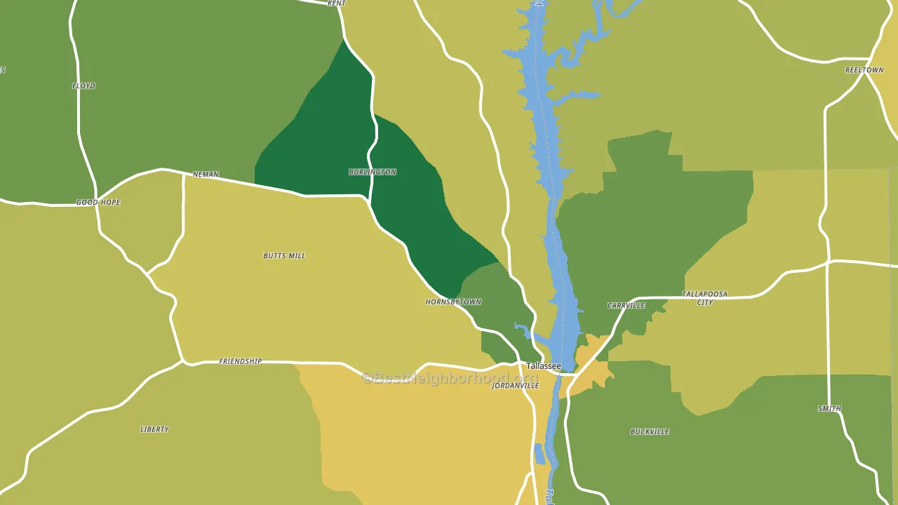 Tallassee, AL block-group voter-turnout map