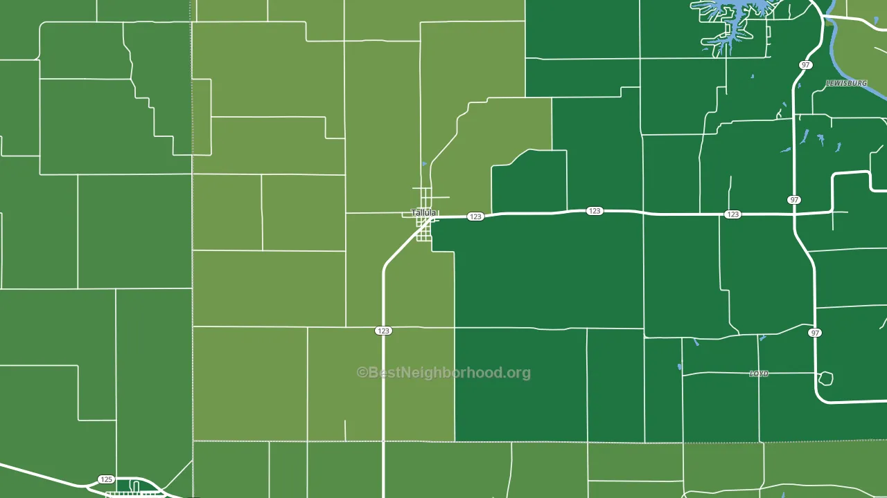 Tallula, IL block-group voter-turnout map