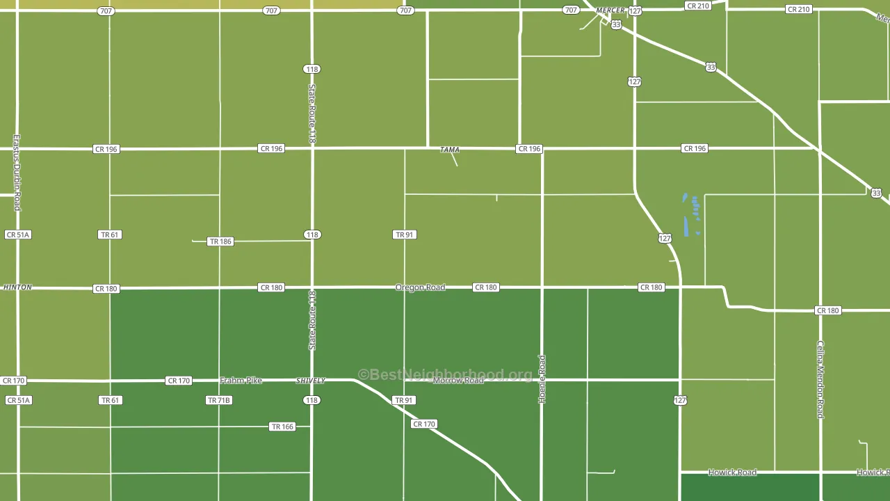 Tama, OH block-group voter-turnout map