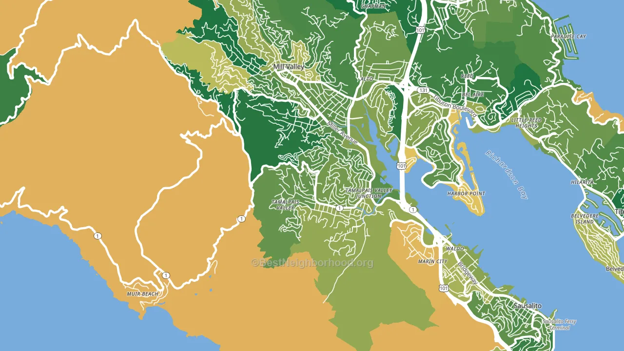 Tamalpais-Homestead Valley, CA block-group voter-turnout map