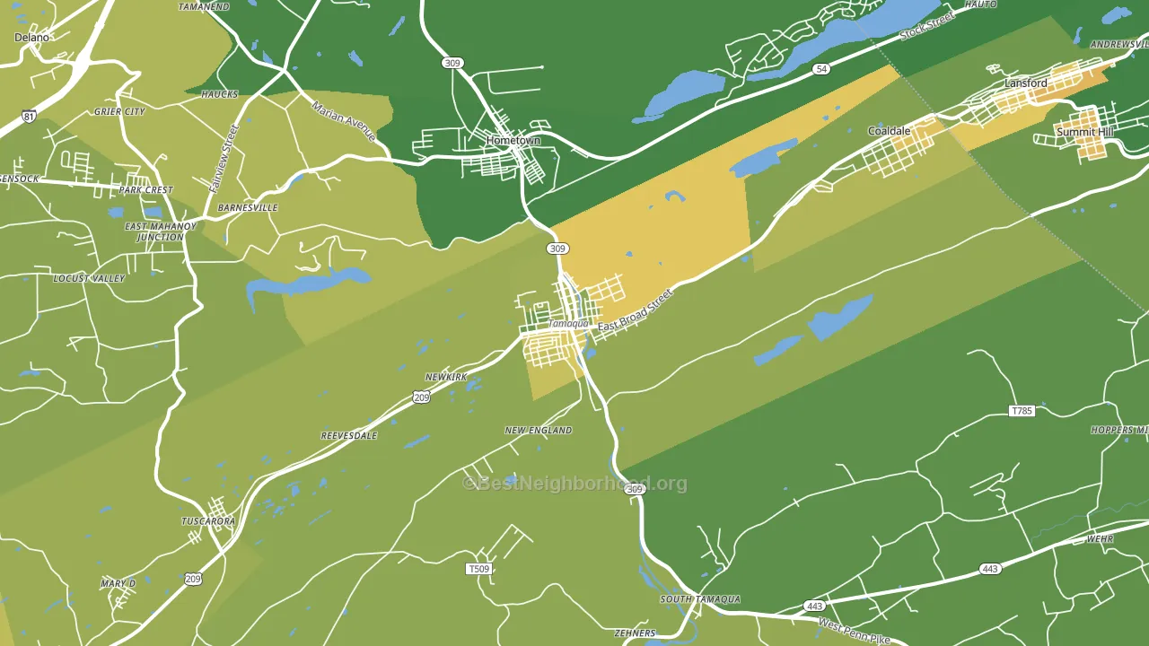 Tamaqua, PA block-group voter-turnout map