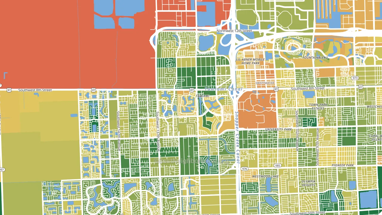 Tamiami, FL block-group voter-turnout map