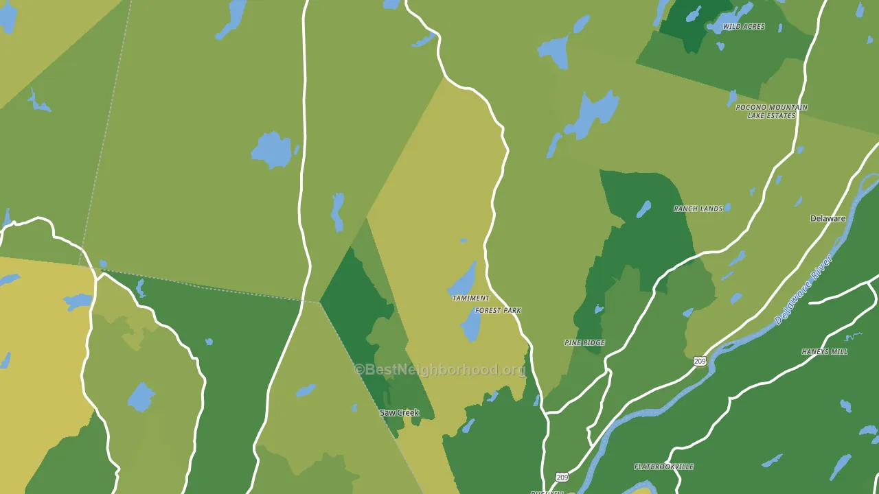 Tamiment, PA block-group voter-turnout map