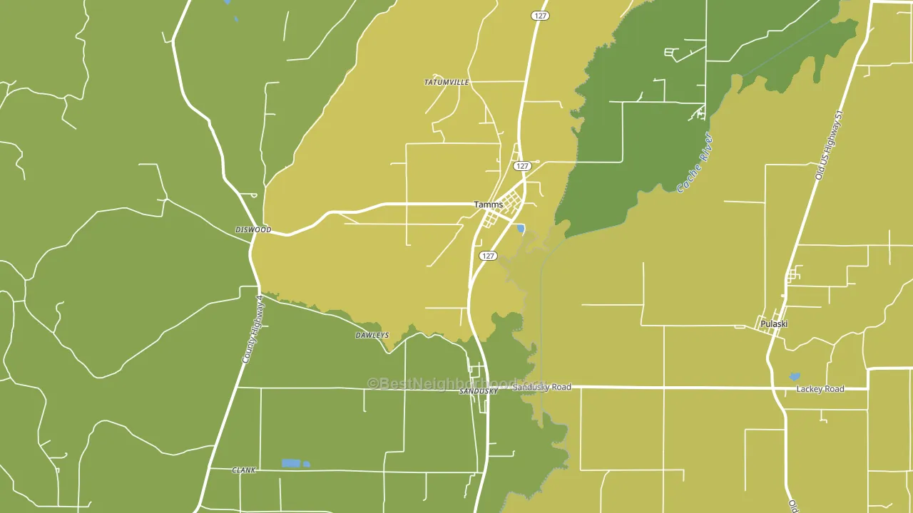 Tamms, IL block-group voter-turnout map