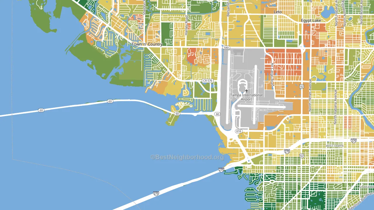 Tampa International Airport Area, Tampa, FL block-group voter-turnout map