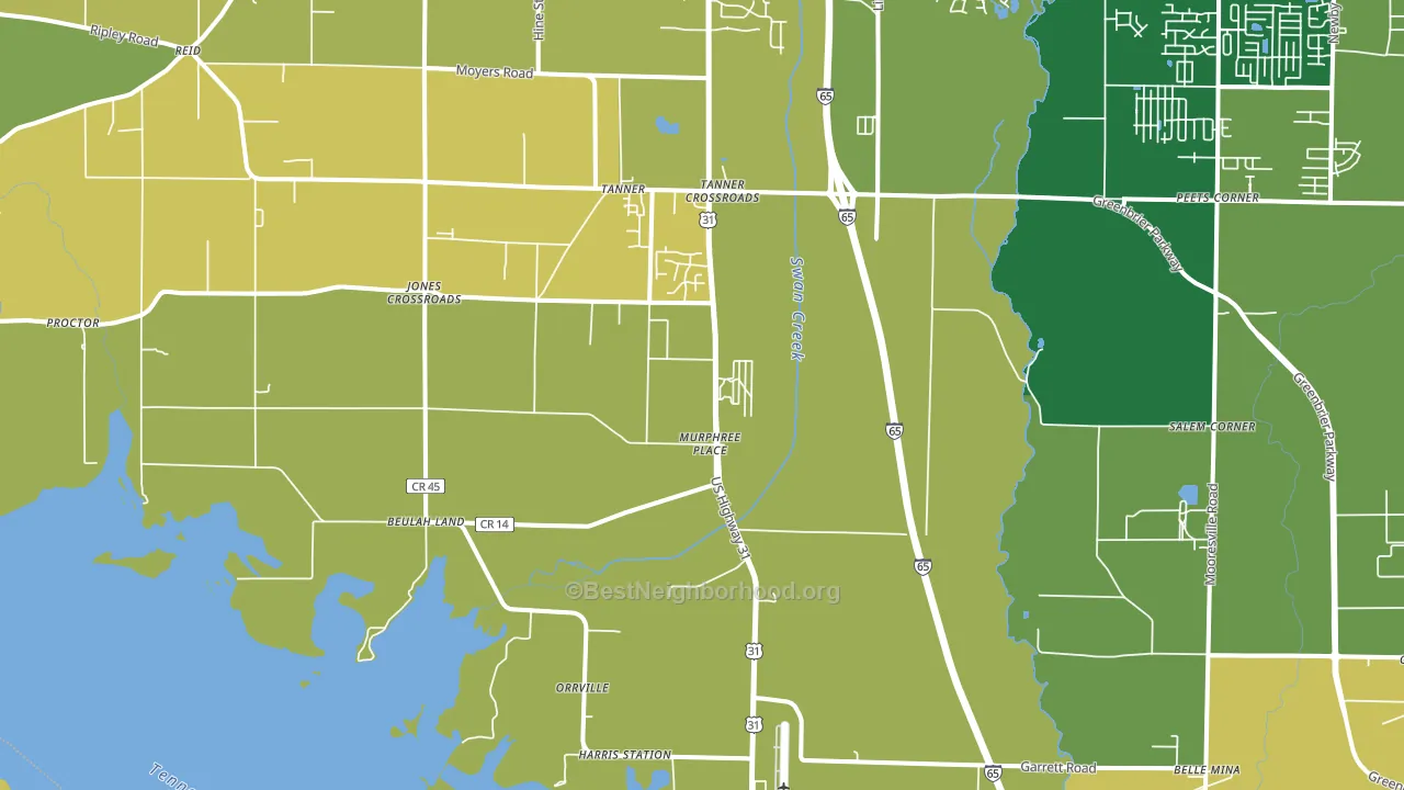 Tanner, AL block-group voter-turnout map