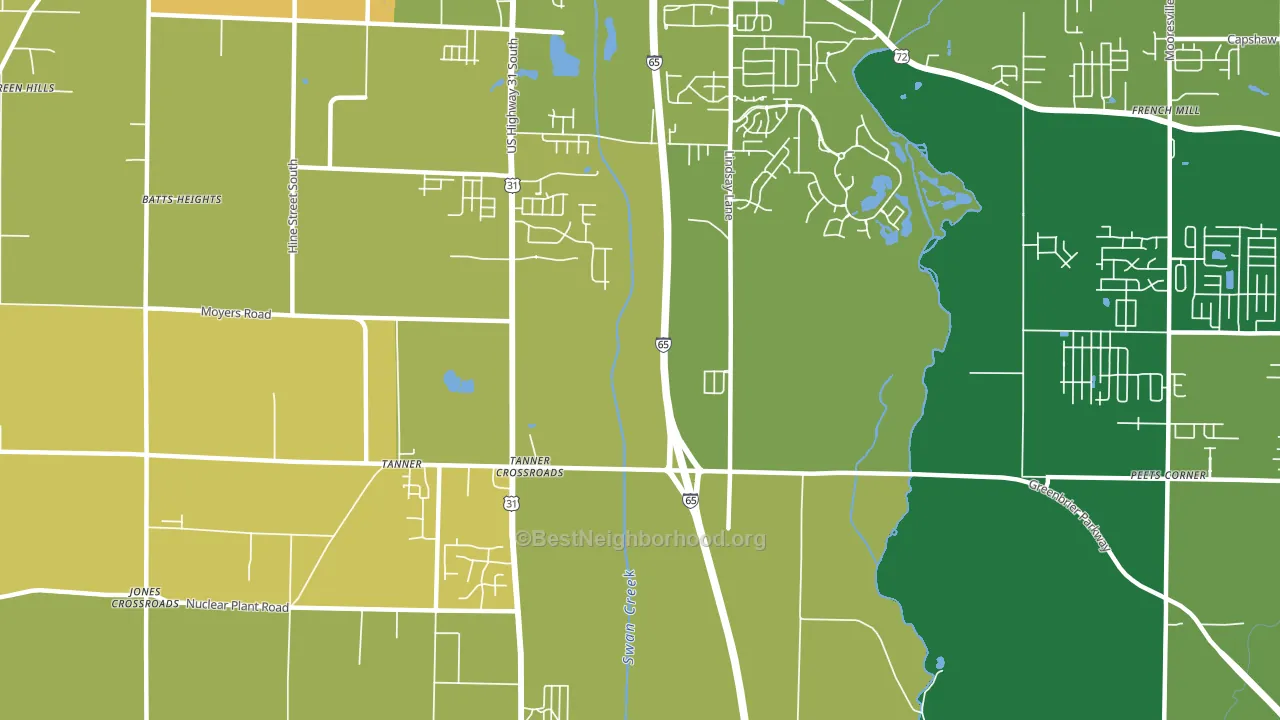 Tanner Crossroads, AL block-group voter-turnout map