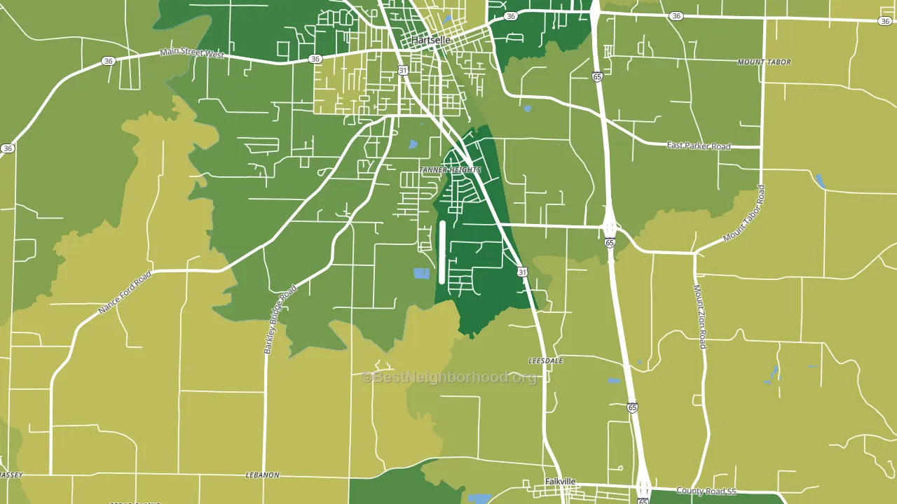 Tanner Heights, AL block-group voter-turnout map