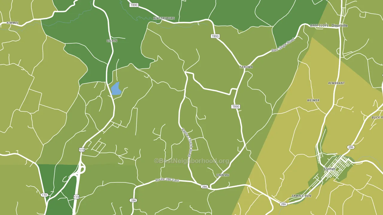 Tanoma, PA block-group voter-turnout map