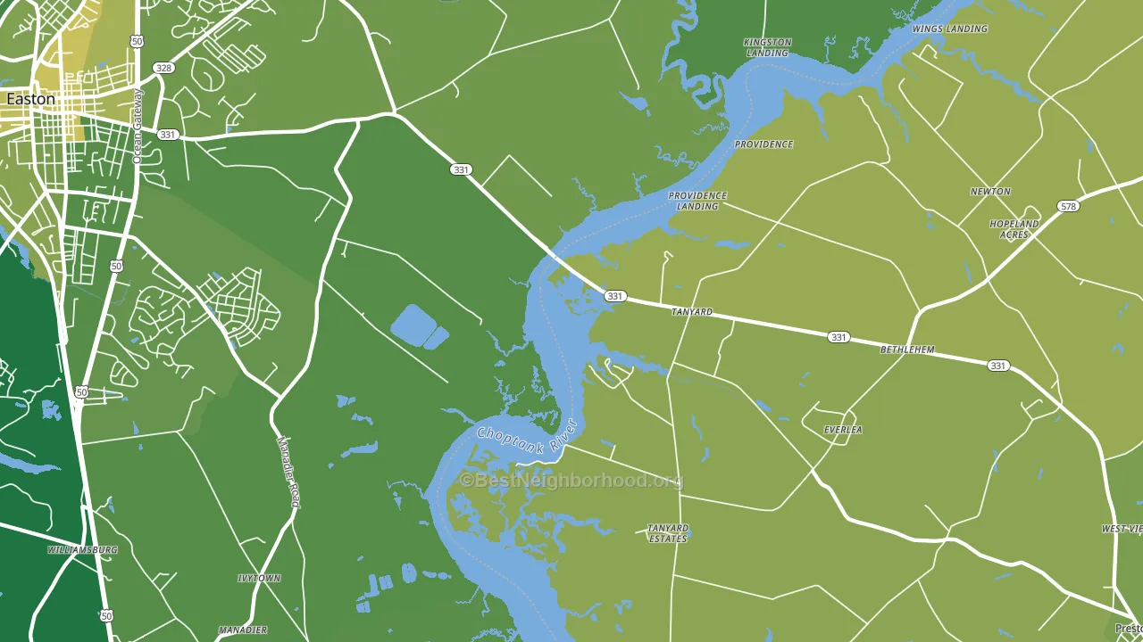 Tanyard, MD block-group voter-turnout map
