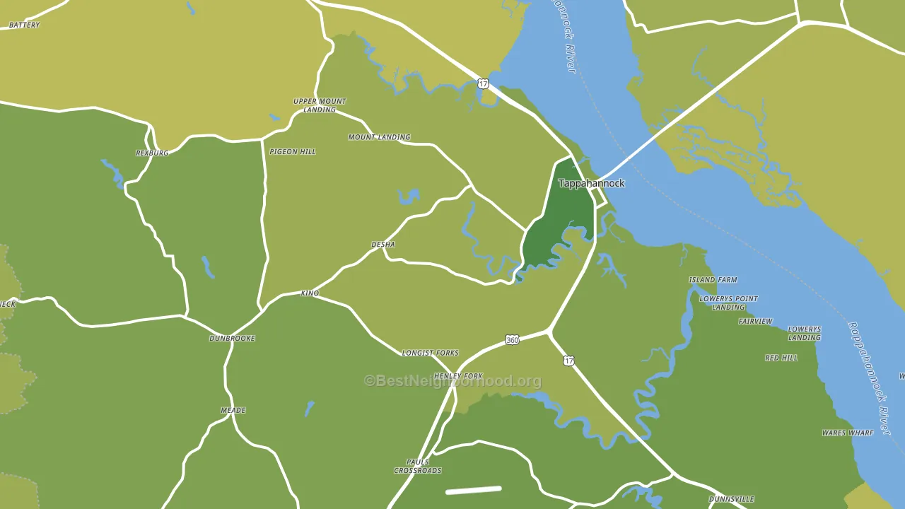 Tappahannock, VA block-group voter-turnout map