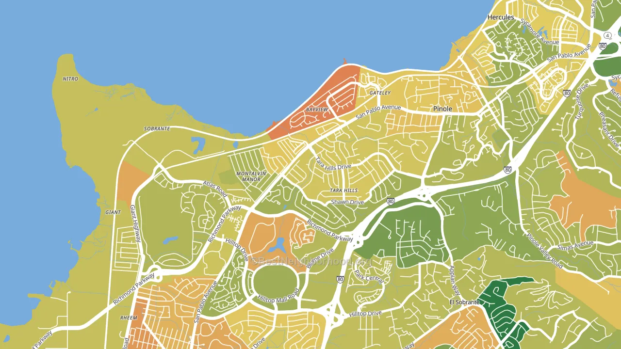Tara Hills, San Pablo, CA block-group voter-turnout map