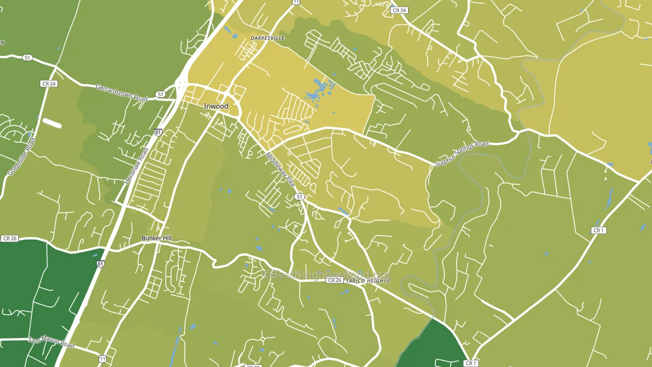 Tarico Heights, Inwood, WV block-group voter-turnout map