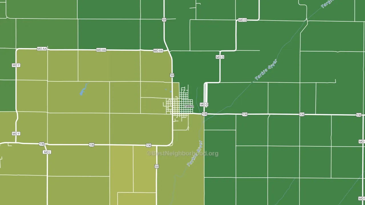 Tarkio, MO block-group voter-turnout map