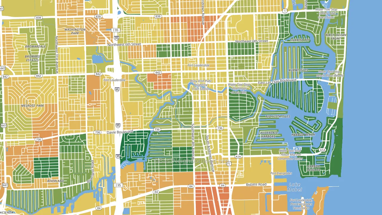 Tarpon River, Fort Lauderdale, FL block-group voter-turnout map