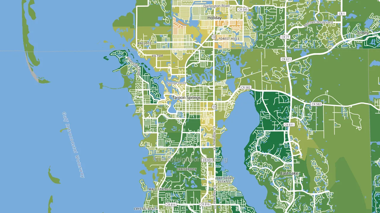 Tarpon Springs, FL block-group voter-turnout map