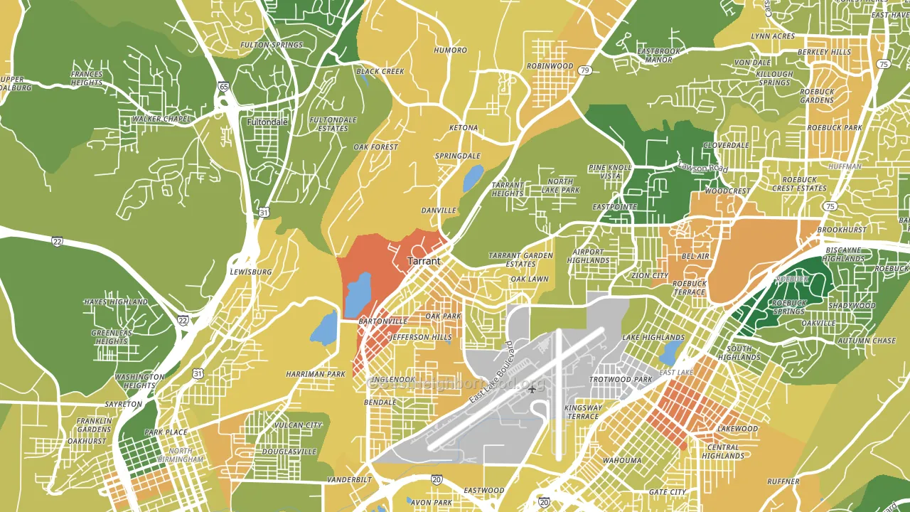Tarrant, AL block-group voter-turnout map